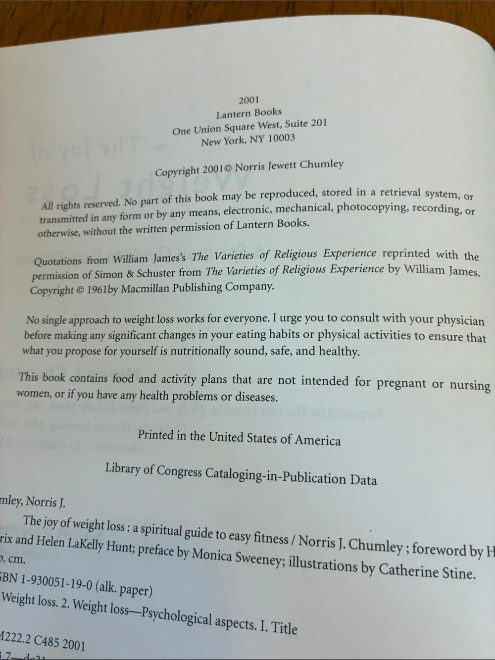 The Joy of Weight Loss by Norris Chumley vintage weight loss book